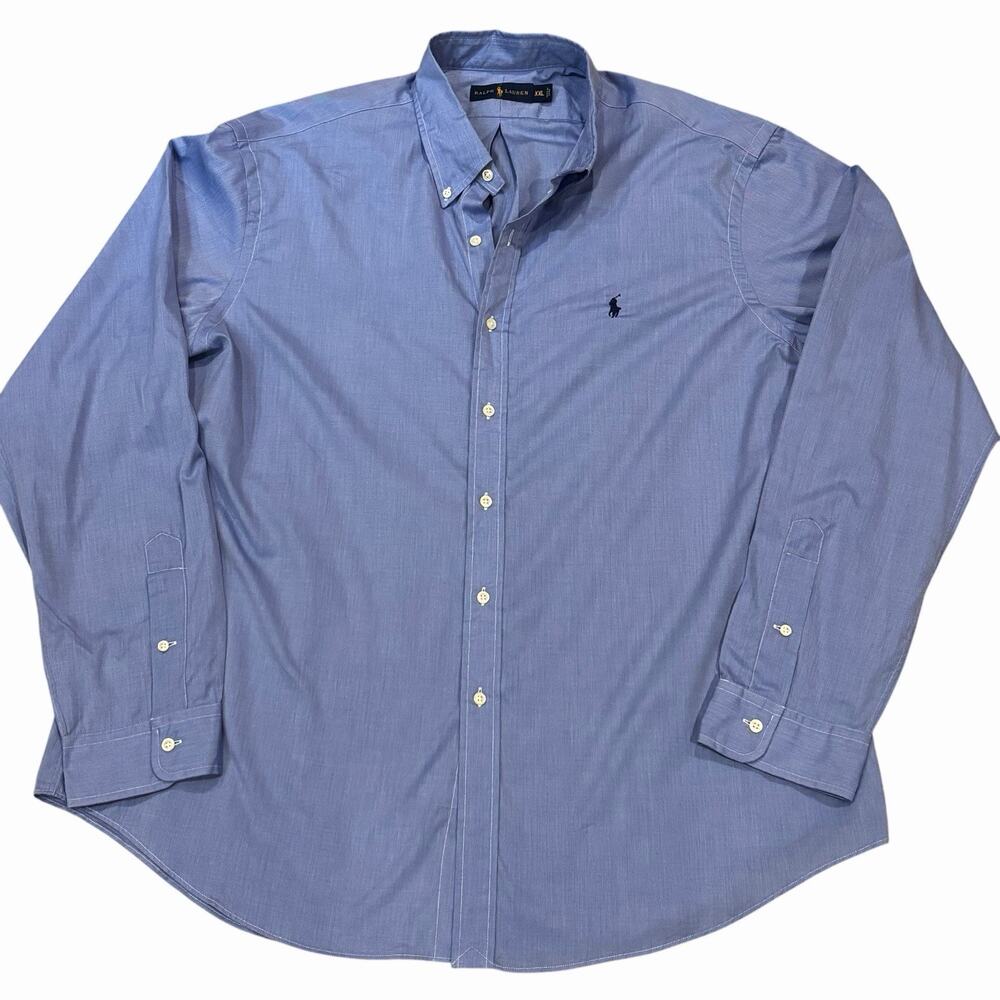 Polo Ralph Lauren Men's XXL Blue Lightweight Textured Poplin Button Down Shirt